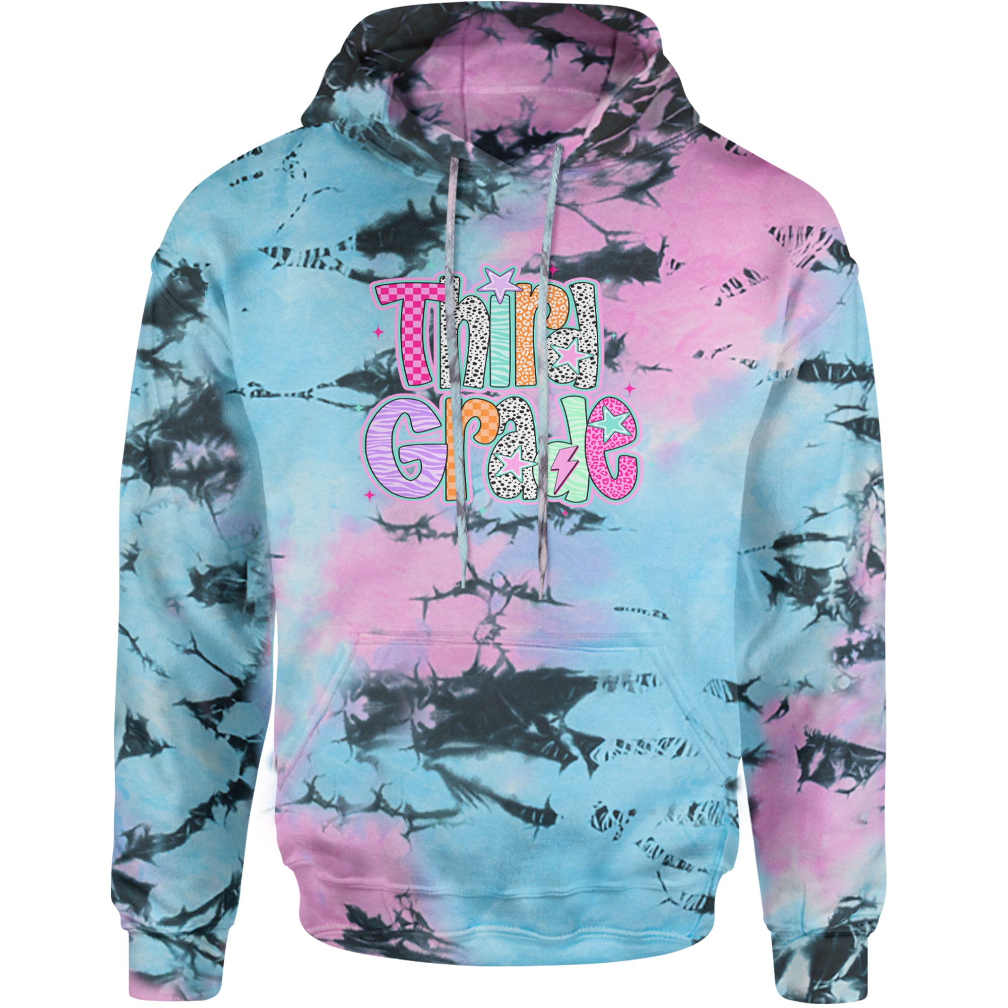 Third Grade Thunder Colorful Back to School Adult Hoodie Sweatshirt Pacific