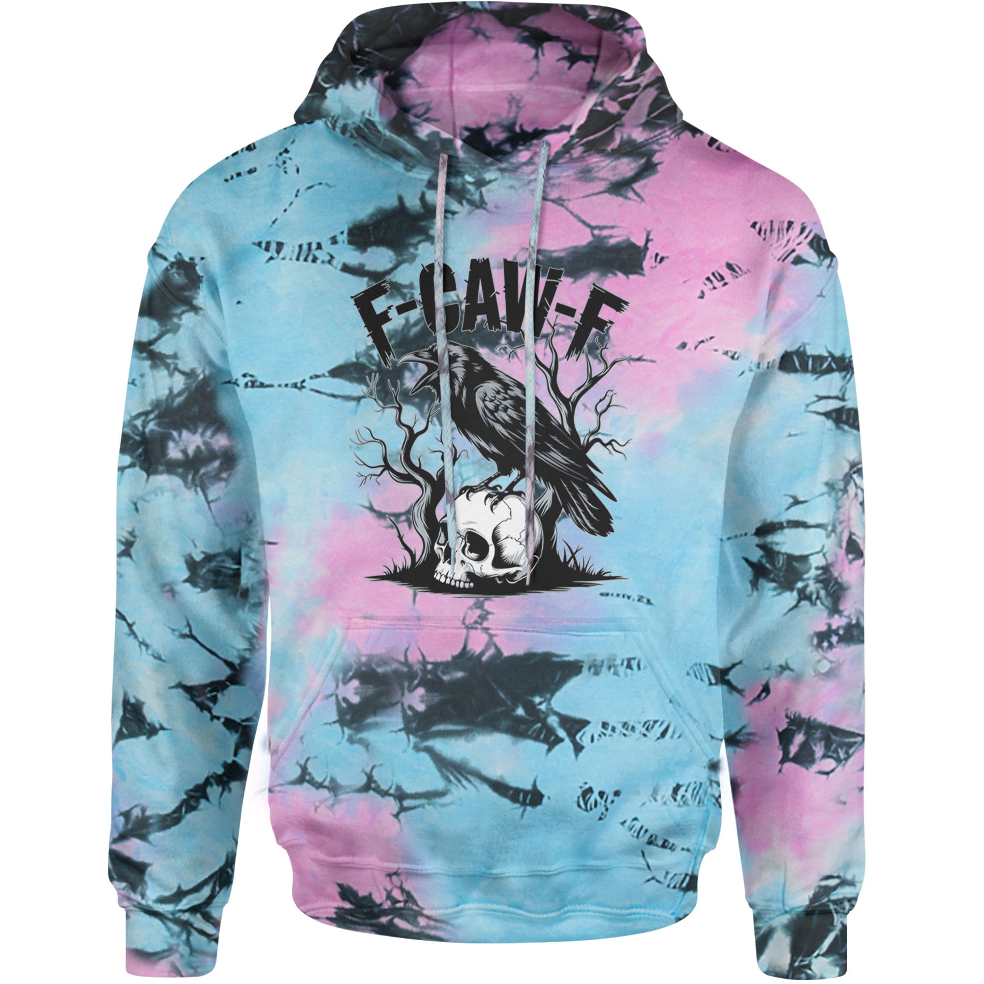 F-Caw-F Crow On Skull F-ck Off Gothic Adult Hoodie Sweatshirt Pacific
