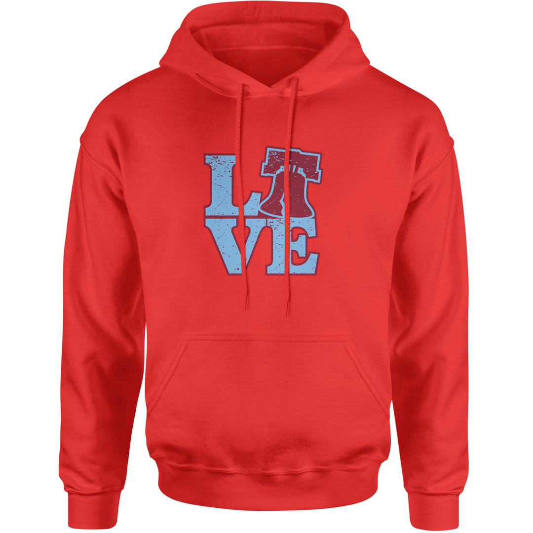 Love Philly Liberty Bell Adult Hoodie Sweatshirt Red