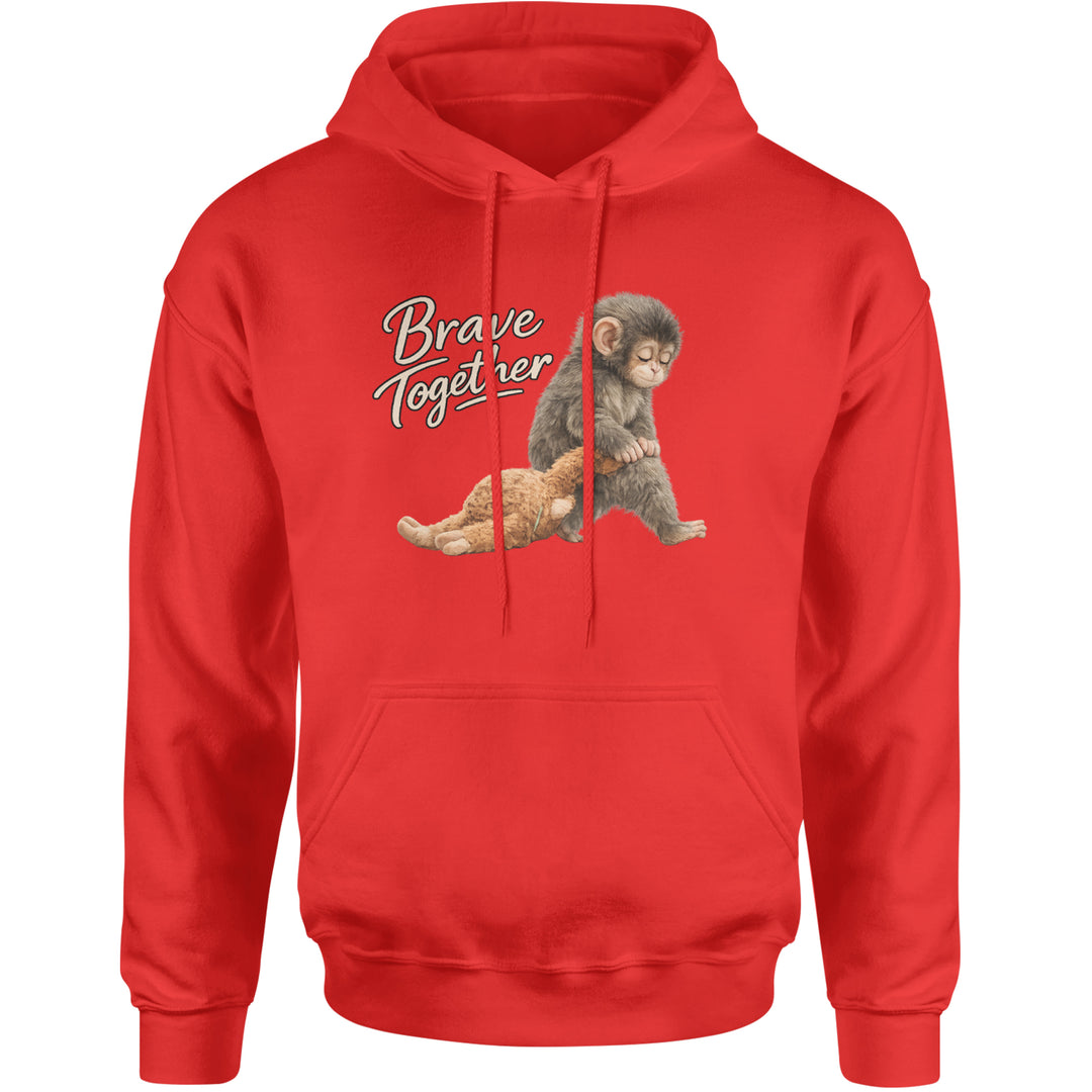Punch Brave Together Stuffed Animal Adult Hoodie Sweatshirt Red