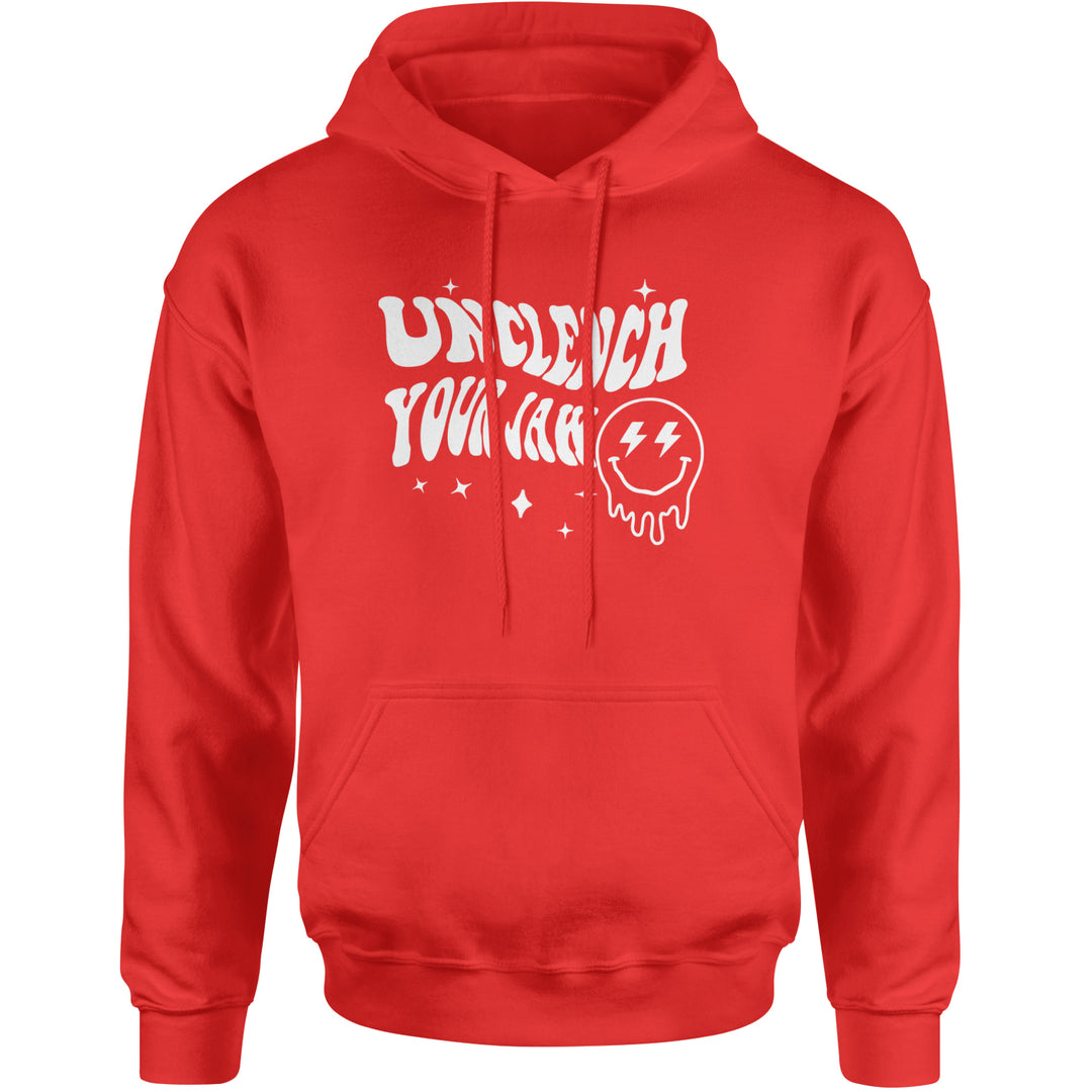 Unclench Your Jaw Festival Rave EDM Adult Hoodie Sweatshirt Red