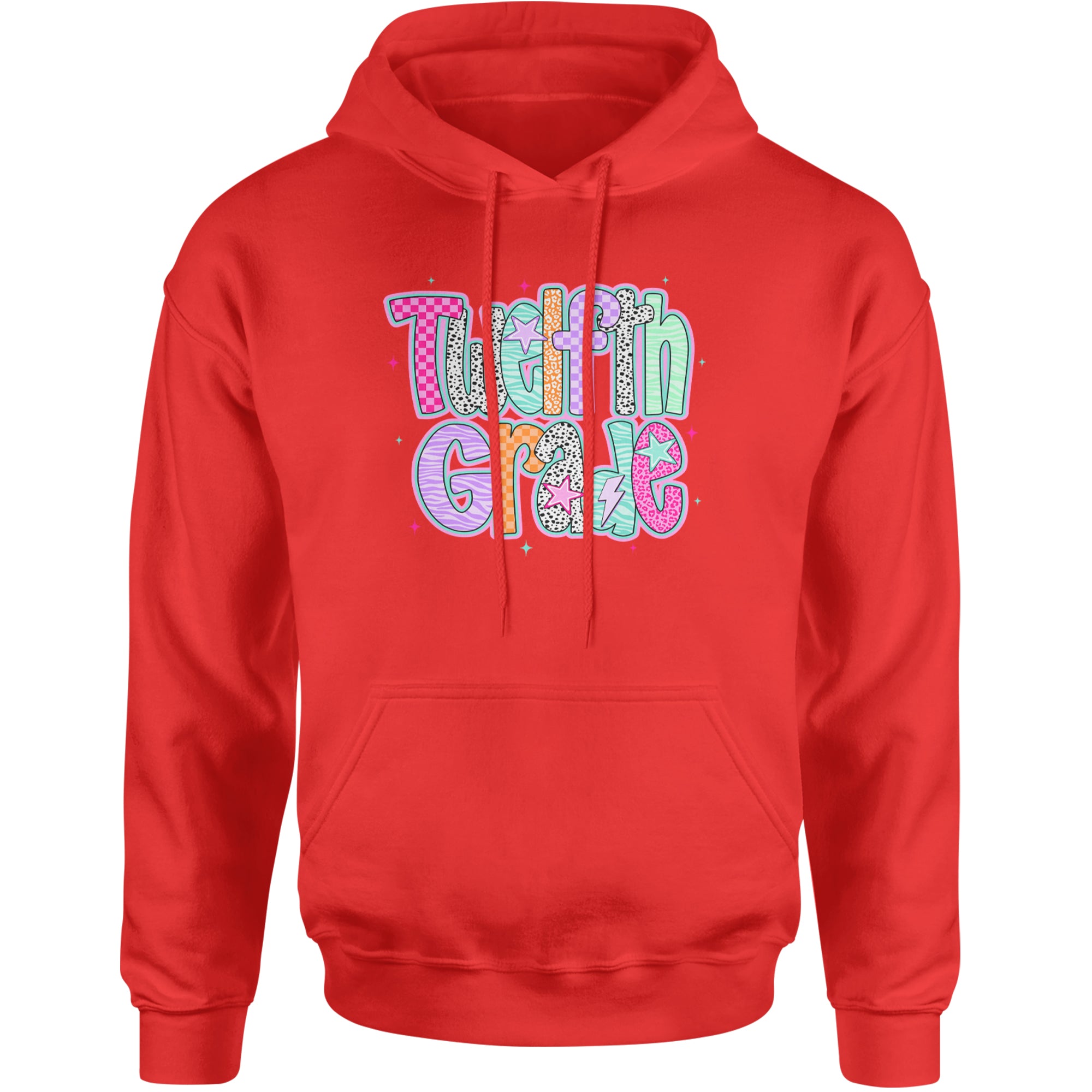 Senior Year Colorful Back to School Adult Hoodie Sweatshirt Red