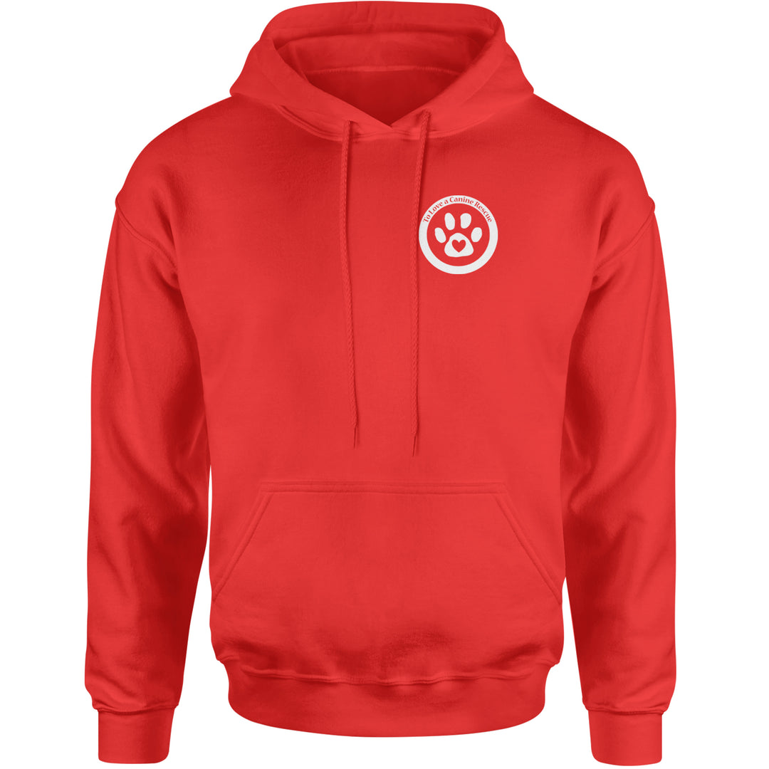 TLC To Love a Canine Dog Rescue White Adult Hoodie Sweatshirt Red
