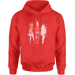 Vintage Spooky Squad Pinup Halloween Design Adult Hoodie Sweatshirt Red