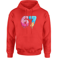 67 Dripping Ice Cream Donut Melt Adult Hoodie Sweatshirt Red