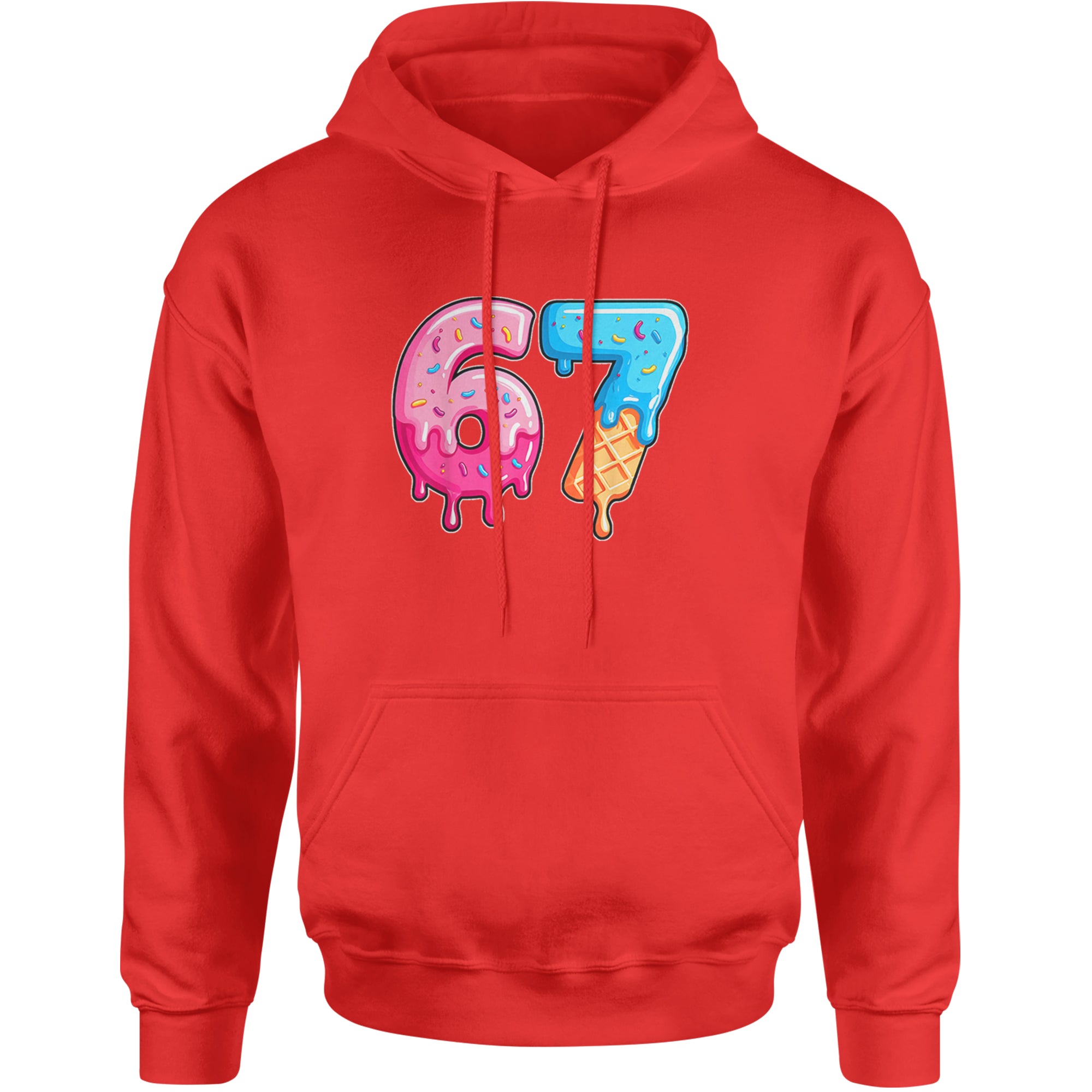 67 Dripping Ice Cream Donut Melt Adult Hoodie Sweatshirt Red