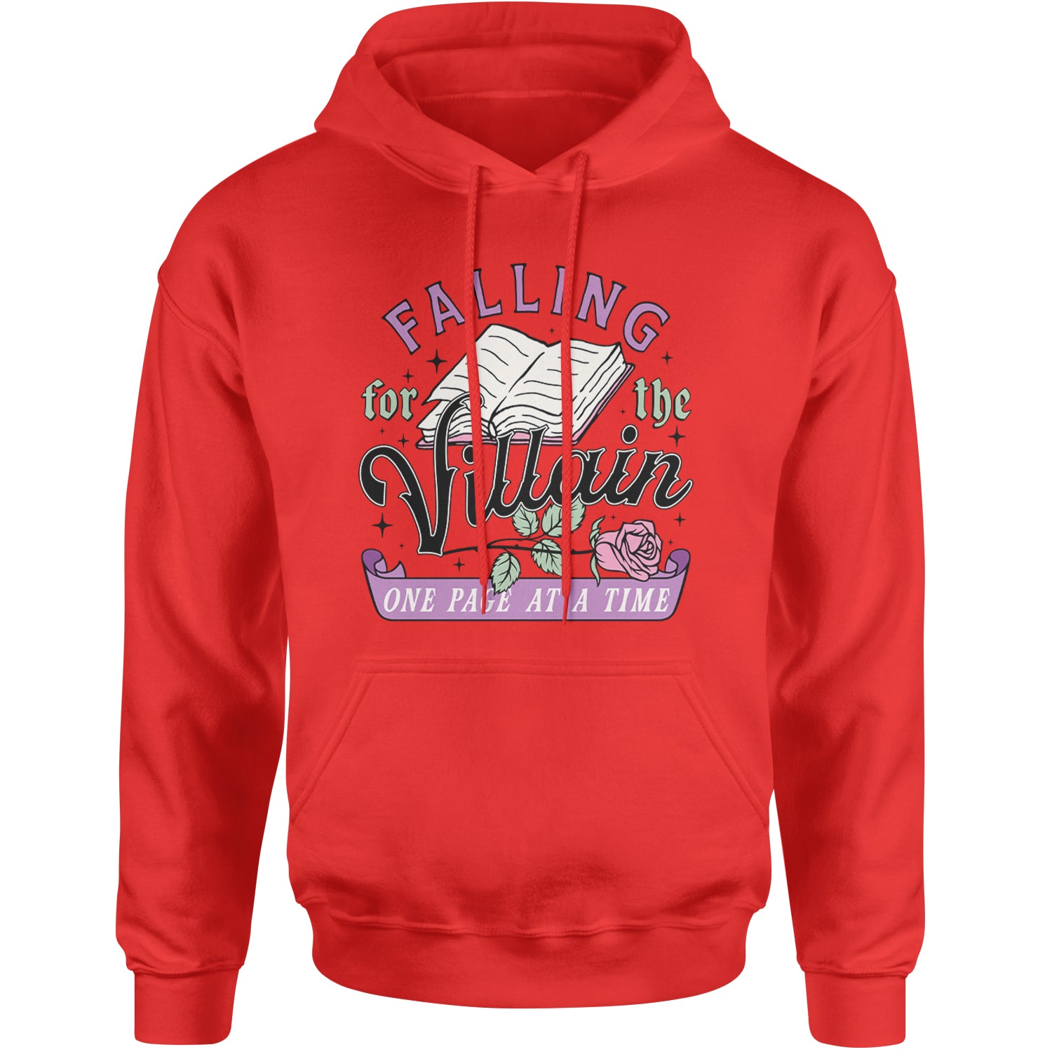 Falling For The Villain One Page At A Time Adult Hoodie Sweatshirt Red