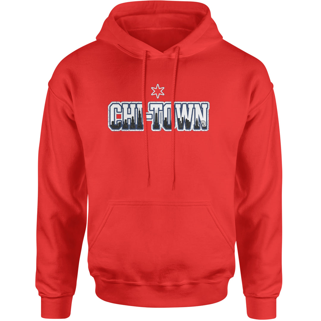 Chicago Chi-Town City Pride Adult Hoodie Sweatshirt Red