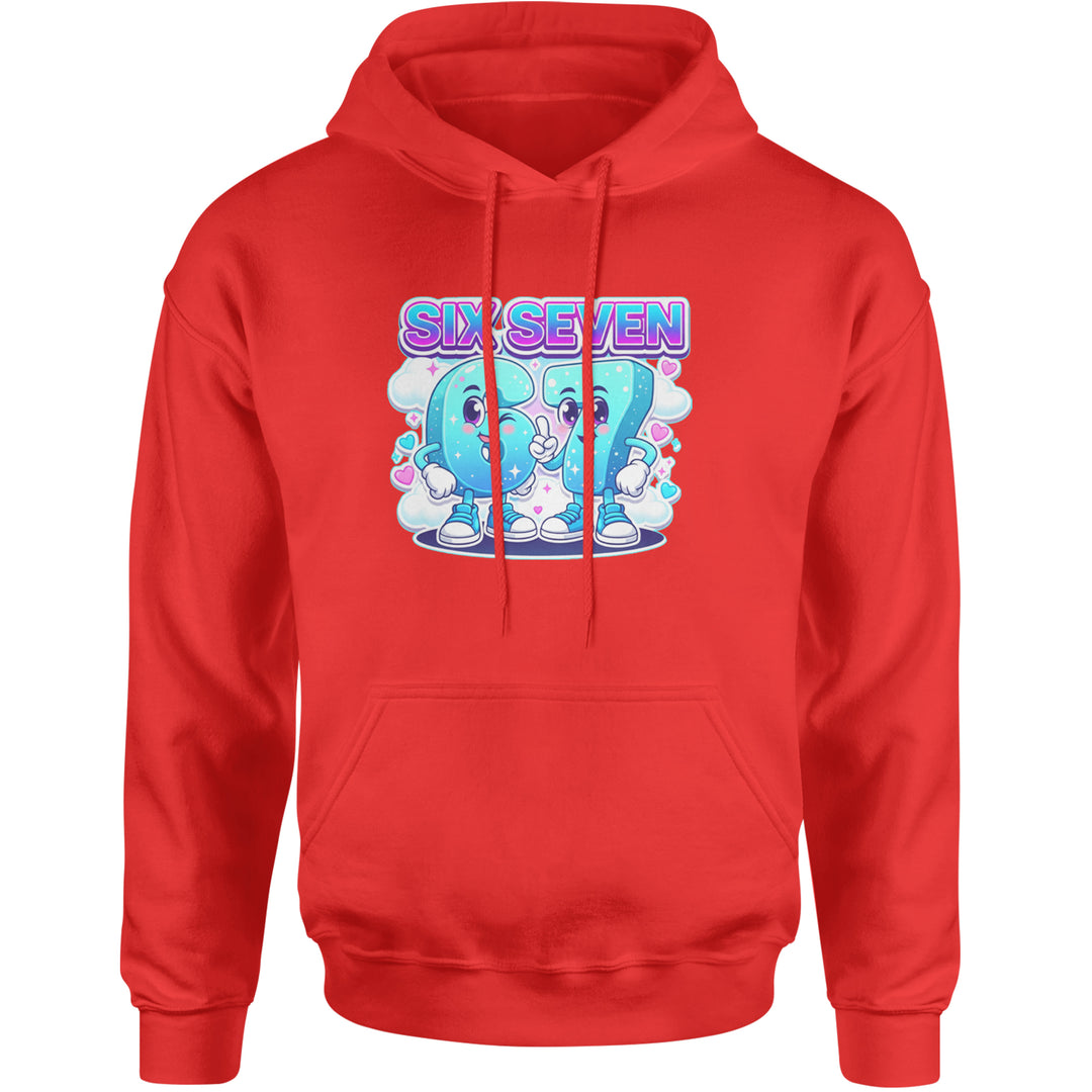 67 Six Seven Meme Kawaii Cloud Adult Hoodie Sweatshirt Red