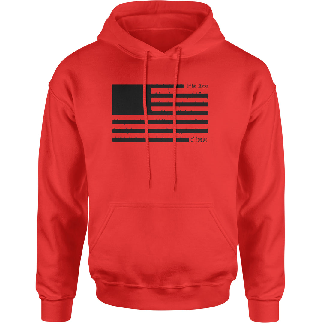 Redacted American Flag Adult Hoodie Sweatshirt Red