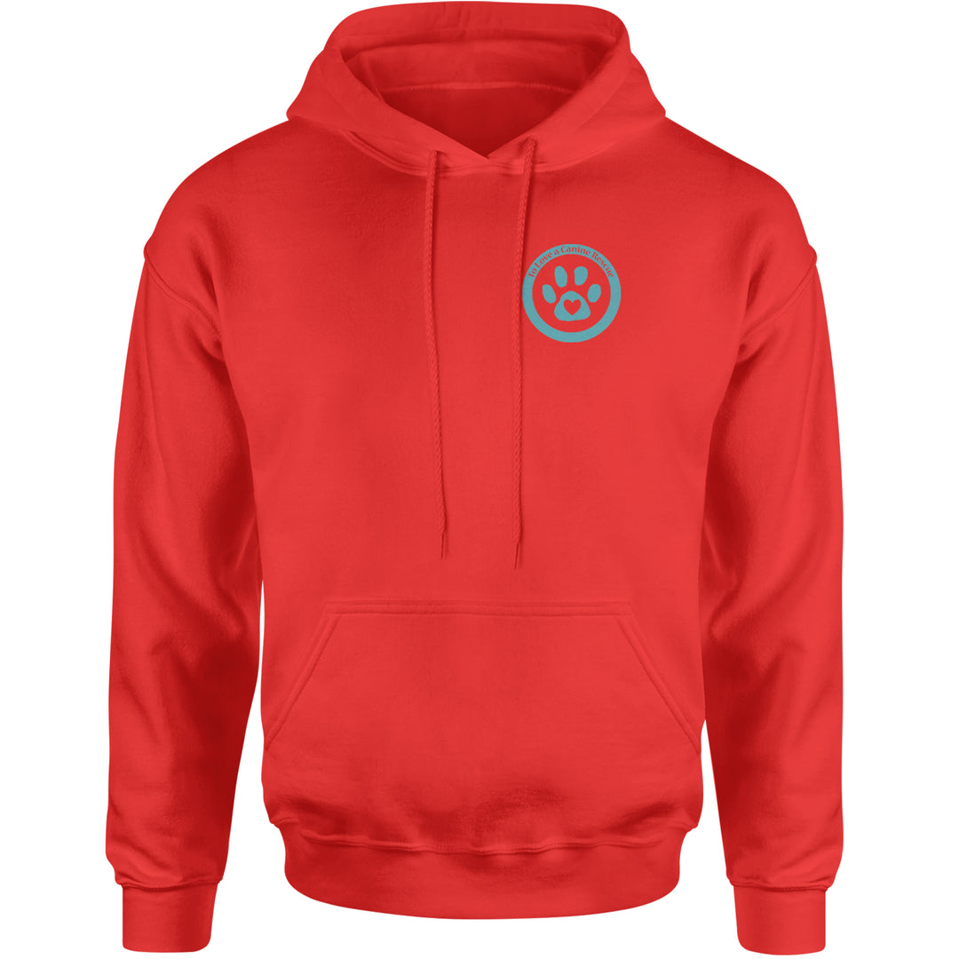 TLC To Love a Canine Dog Rescue Teal Adult Hoodie Sweatshirt Red