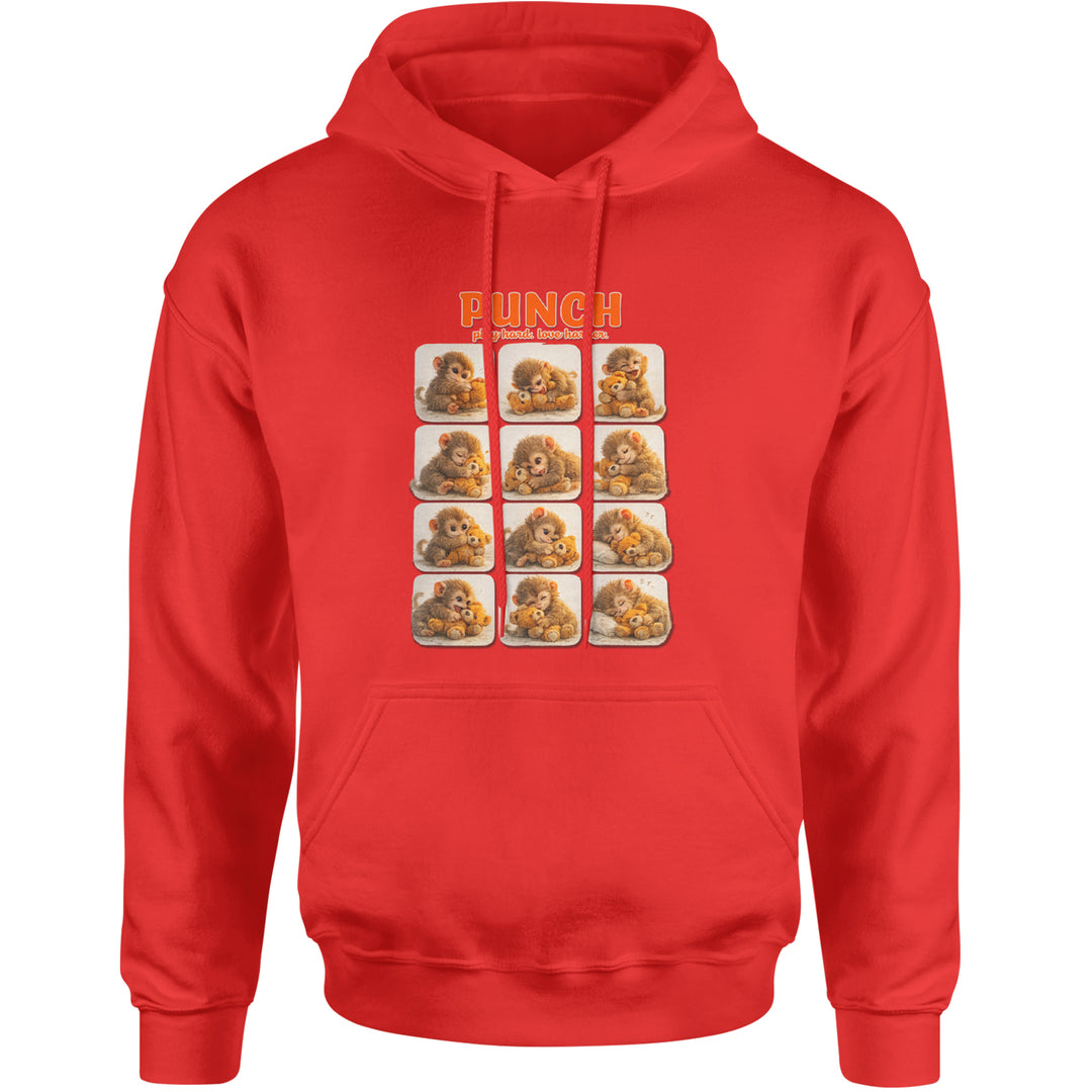 Punch Play Hard Love Harder Adult Hoodie Sweatshirt Red