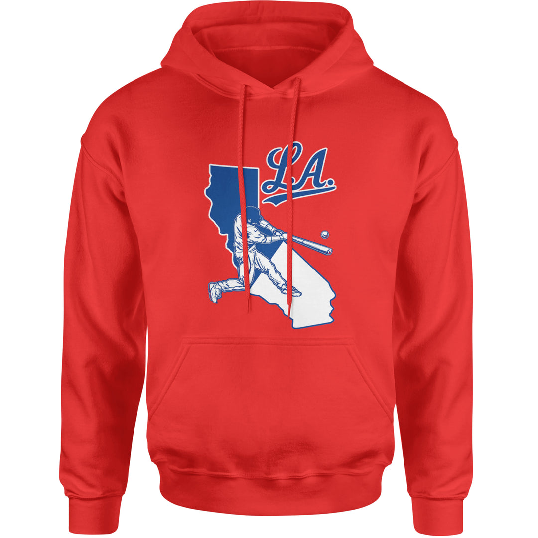 Los Angeles Baseball Batter Up Adult Hoodie Sweatshirt Red