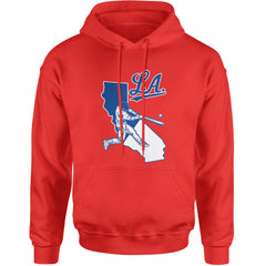 Los Angeles Baseball Batter Up Adult Hoodie Sweatshirt Red