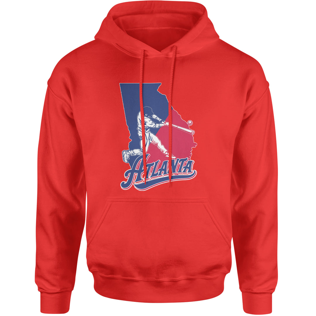 Atlanta Georgia Batter Up Adult Hoodie Sweatshirt Red