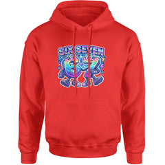 Six Seven 67 Retro Pixel Buddies Adult Hoodie Sweatshirt Red