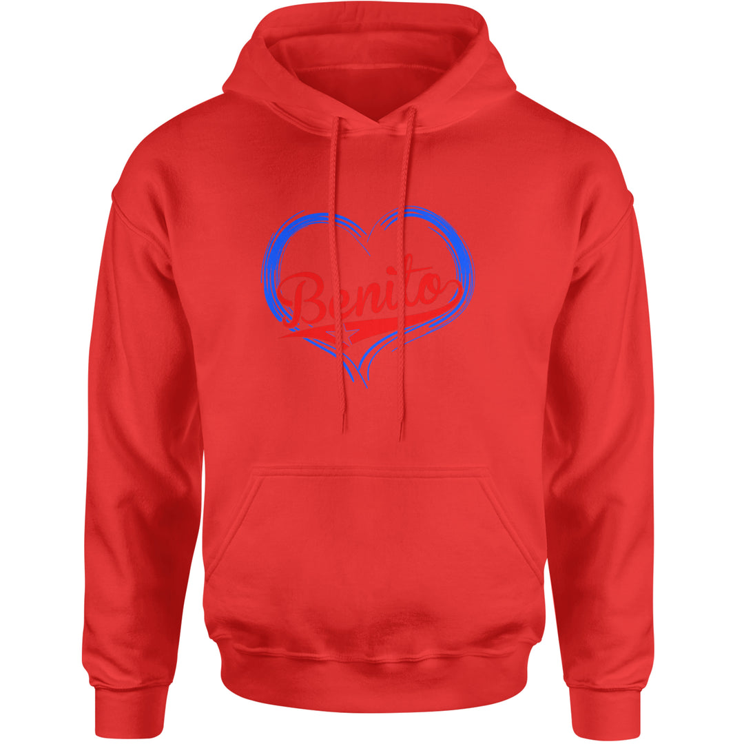 Benito Heart Puerto Rico Adult Hoodie Sweatshirt Red