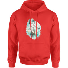 Mrs. Herpburn Iconic Watercolors Adult Hoodie Sweatshirt Red