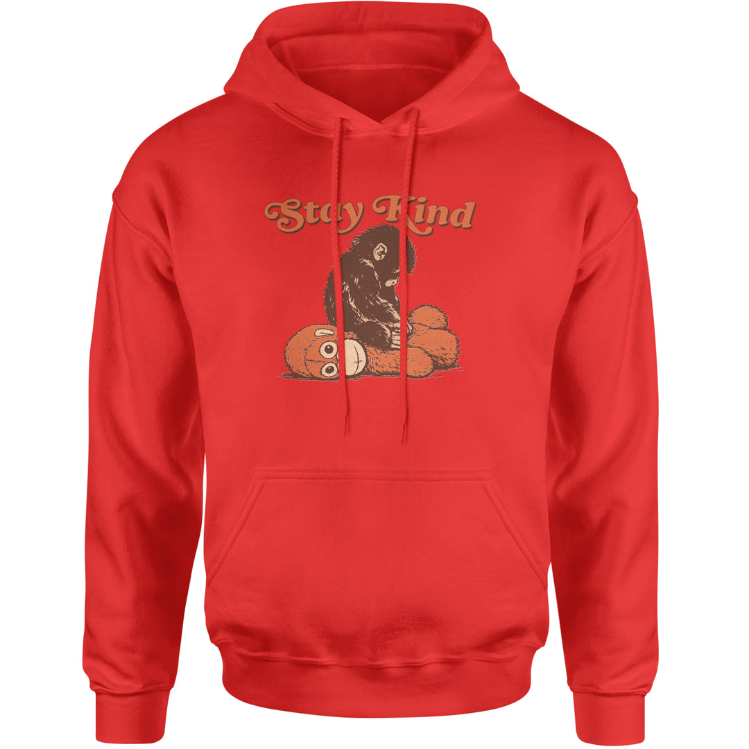 Punch Stay Kind Macaque Adult Hoodie Sweatshirt Red