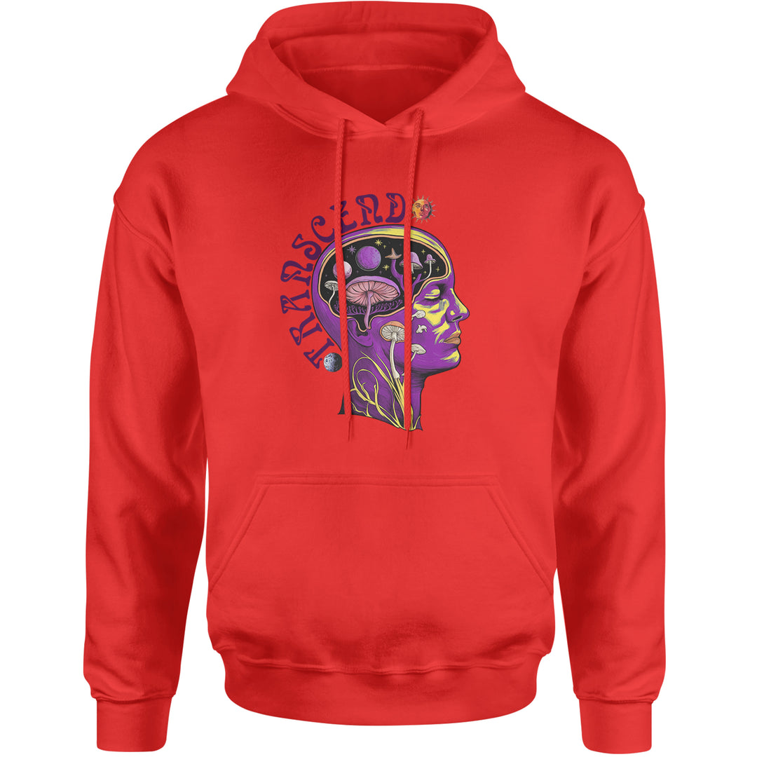 Psychedelic Cosmic Mushroom Head Adult Hoodie Sweatshirt Red