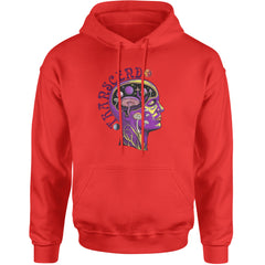 Psychedelic Cosmic Mushroom Head Adult Hoodie Sweatshirt Red