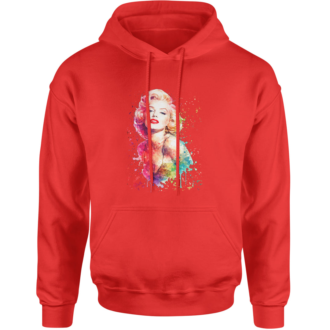 Mrs. Monroe Watercolors Bombshell Adult Hoodie Sweatshirt Red