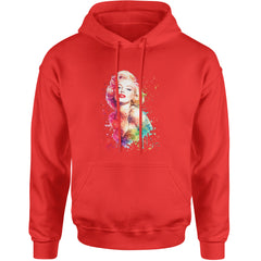 Mrs. Monroe Watercolors Bombshell Adult Hoodie Sweatshirt Red