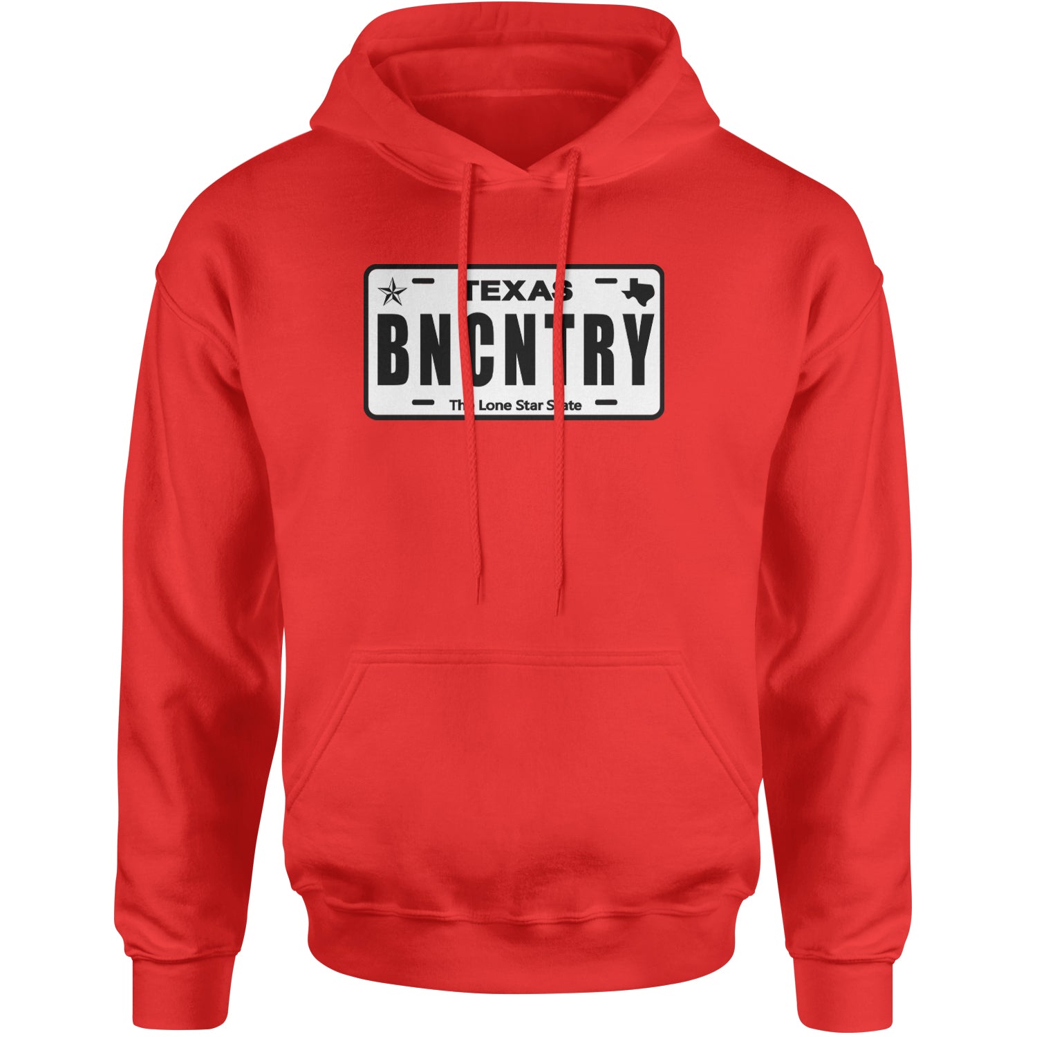 Texas License Plate BNCNTRY Adult Hoodie Sweatshirt Red