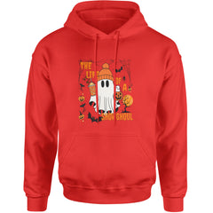 Life of a Showghoul Halloween Showgirl Vibes Adult Hoodie Sweatshirt Red
