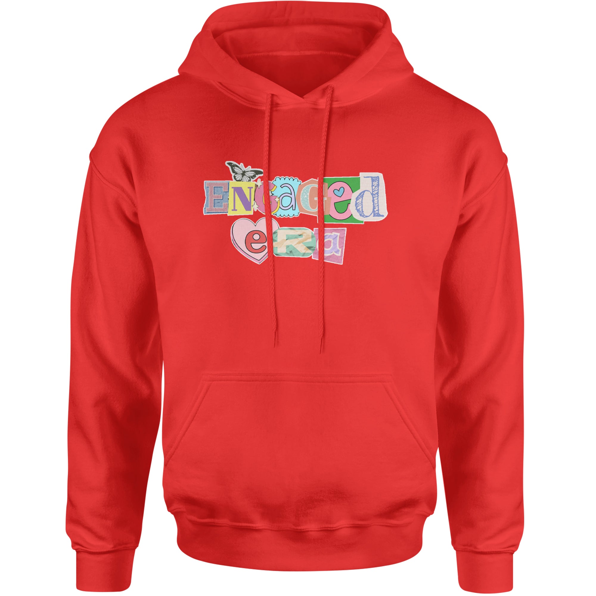 Engaged Era Aesthetic Retro Collage Design Adult Hoodie Sweatshirt Red