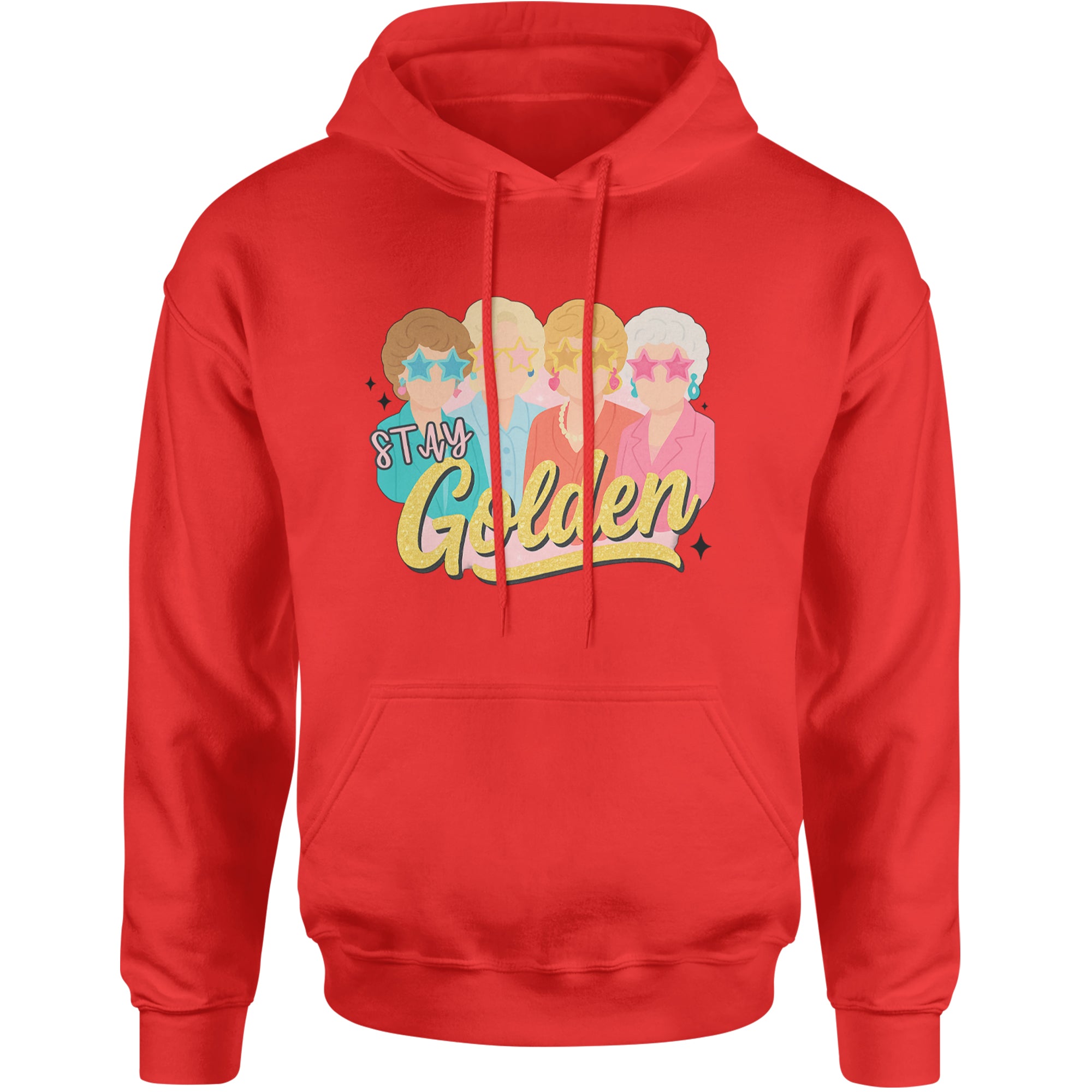 Stay Golden Girls Retro Adult Hoodie Sweatshirt Red