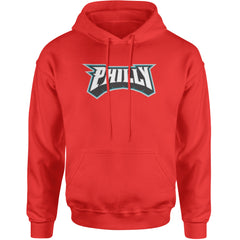 Philly Bold Block Throwback Adult Hoodie Sweatshirt Red