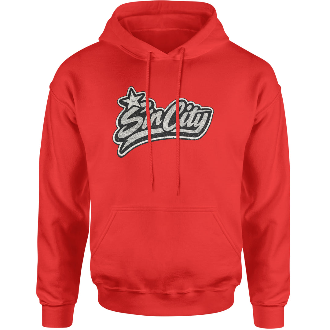 Sin City Vegas Retro Vintage Adult Hoodie Sweatshirt Red