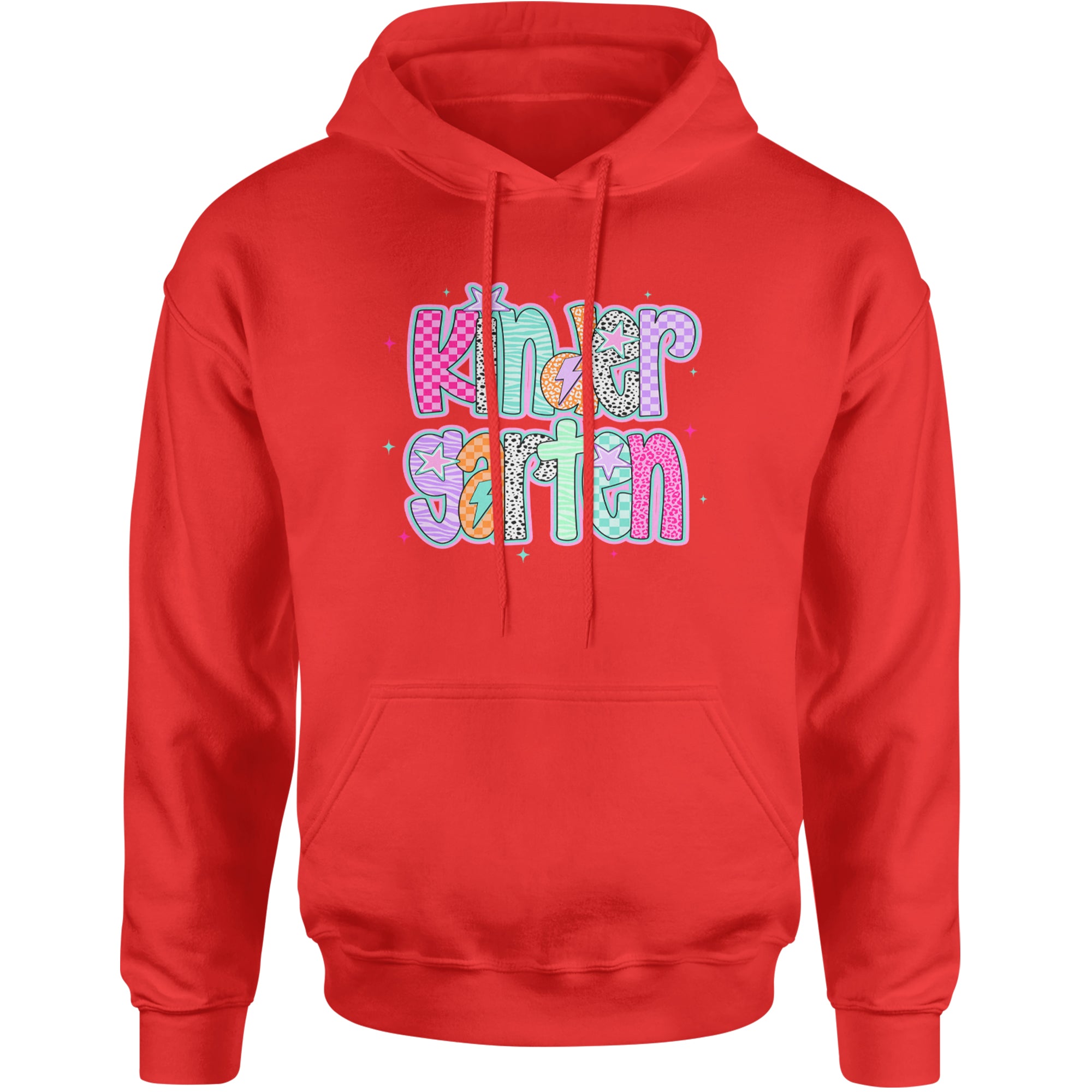 Kindergarten Cutie Colorful Back to School Adult Hoodie Sweatshirt Red