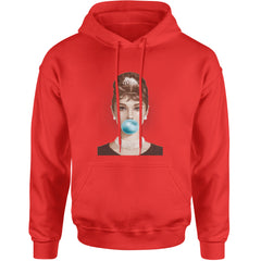 Audrey Hepburn Chewing Bubble Gum American Icon Adult Hoodie Sweatshirt Red