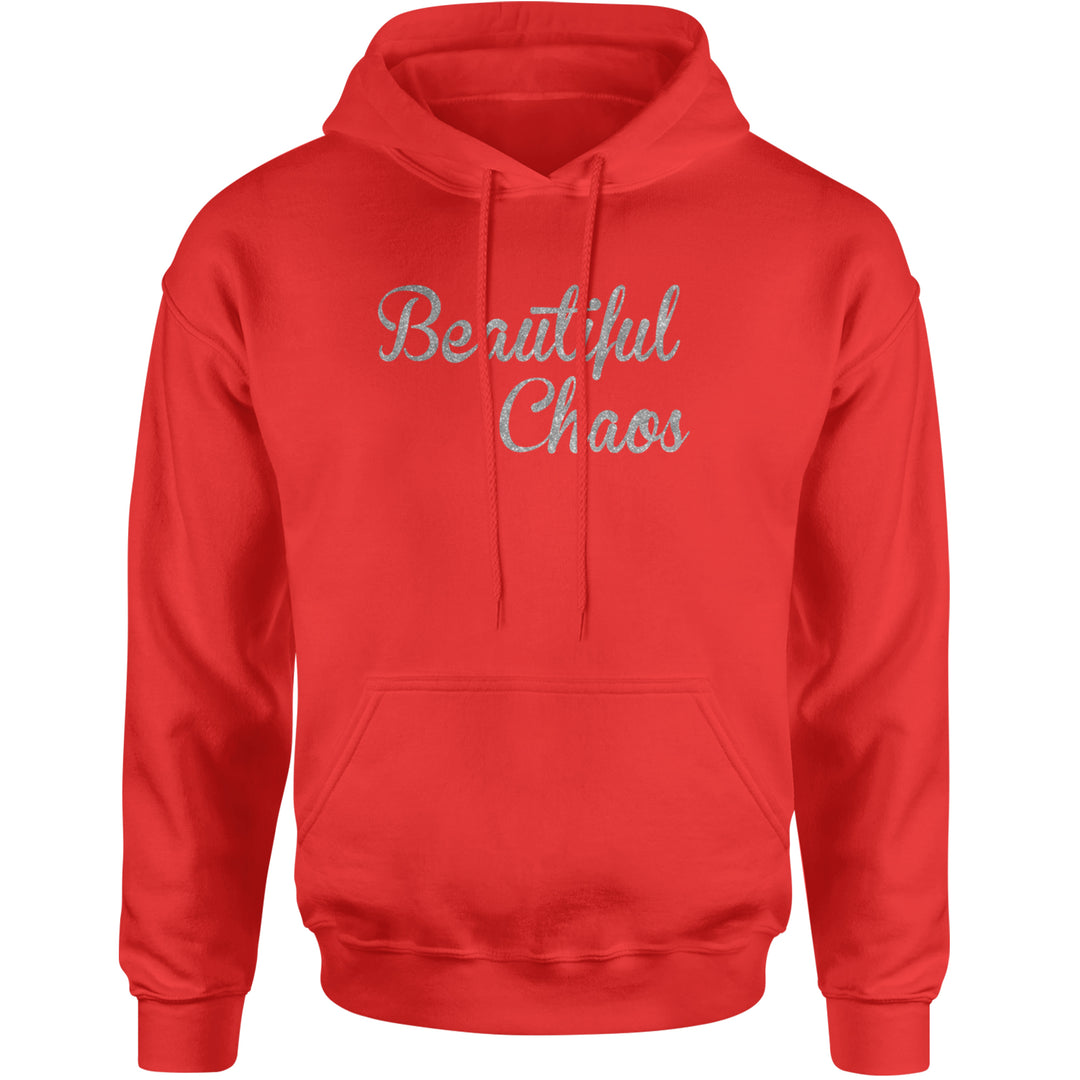 Beautiful Chaos Glitter Music Festival Adult Hoodie Sweatshirt Red