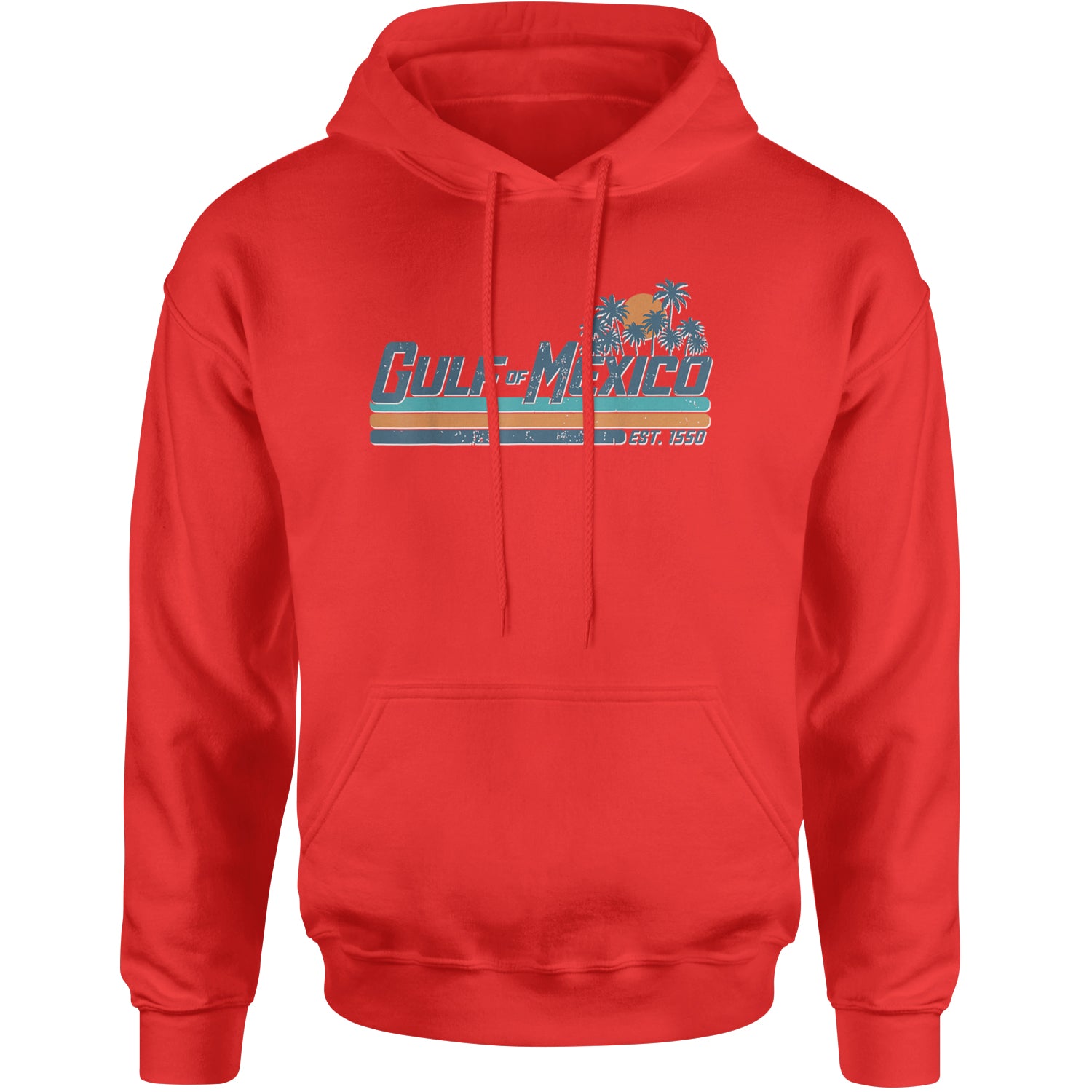 Gulf Of Mexico Established Year 1550 Adult Hoodie Sweatshirt Red