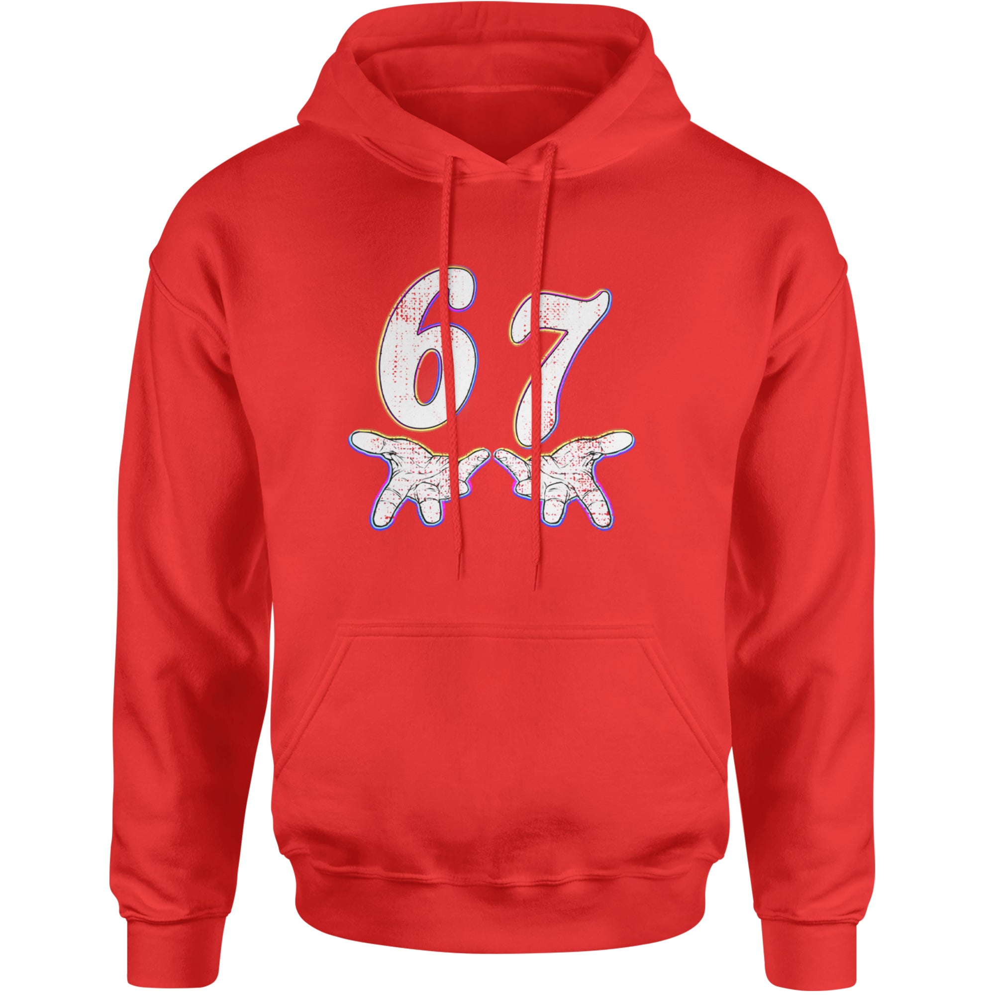 67 Hands Meme Viral Drill Adult Hoodie Sweatshirt Red