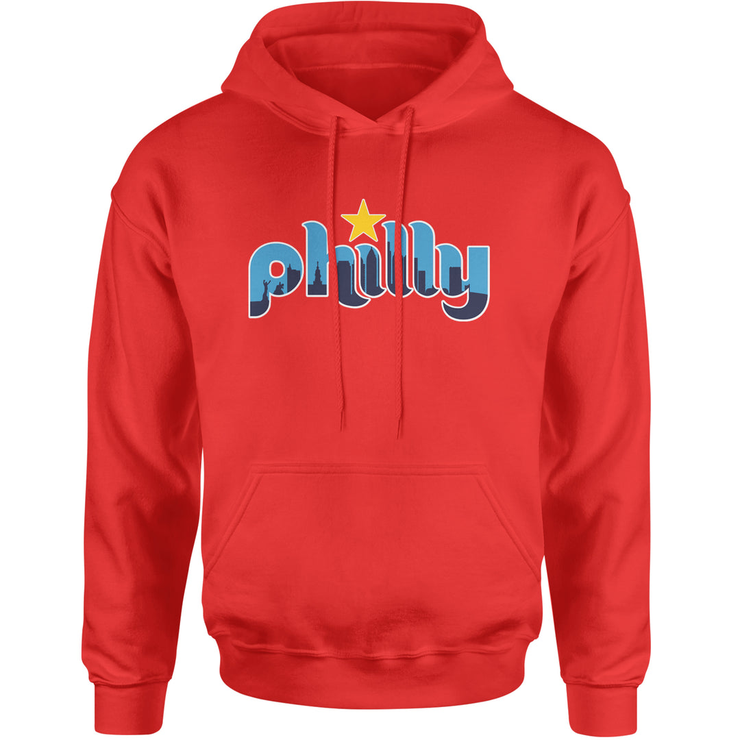 Skyline Philly Philadelphia Adult Hoodie Sweatshirt Red