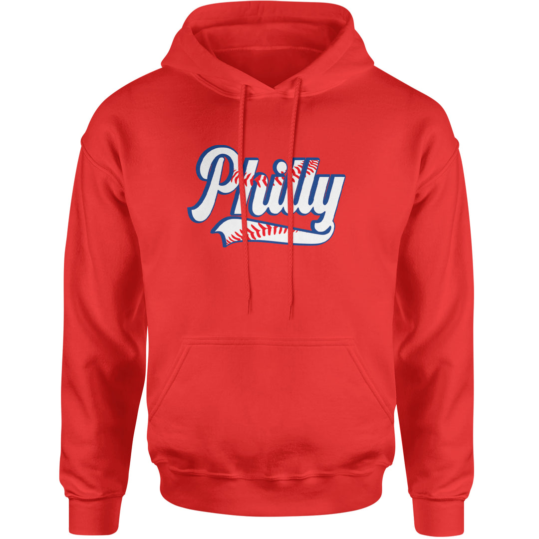 Philly Baseball Stitching Adult Hoodie Sweatshirt Red