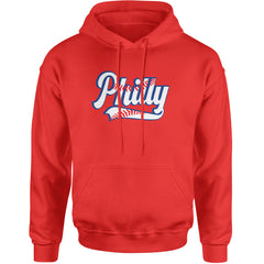 Philly Baseball Stitching Adult Hoodie Sweatshirt Red