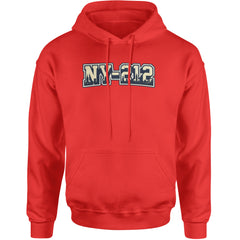New York City 212 Area Code Skyline  Adult Hoodie Sweatshirt Red