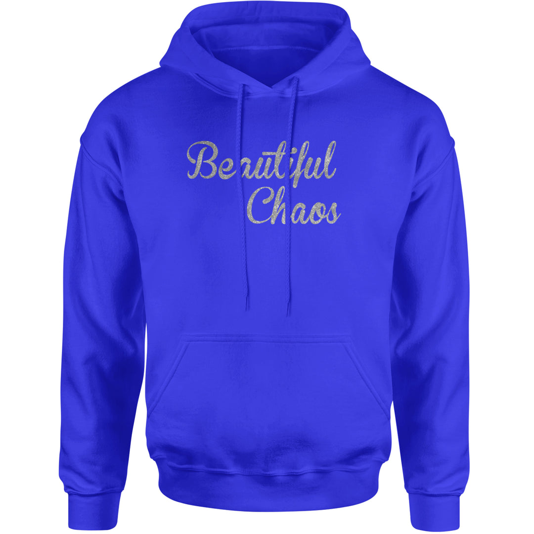 Beautiful Chaos Glitter Music Festival Adult Hoodie Sweatshirt Royal Blue