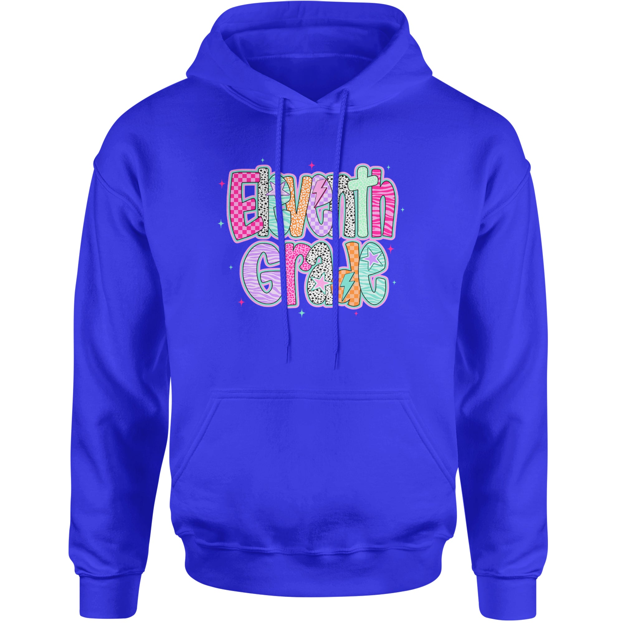 Eleventh Grade Extra Colorful Back to School Adult Hoodie Sweatshirt Royal Blue