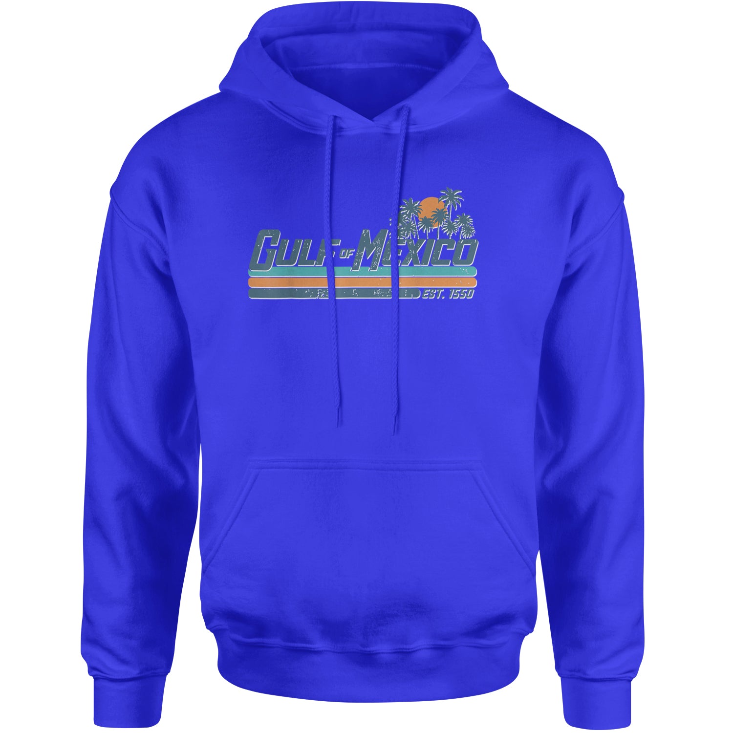 Gulf Of Mexico Established Year 1550 Adult Hoodie Sweatshirt Royal Blue