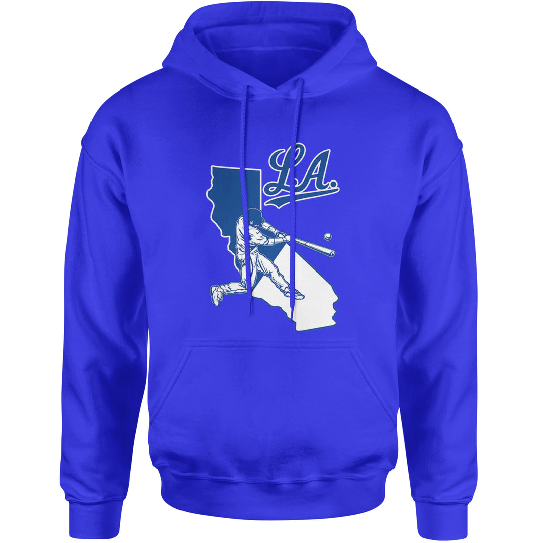 Los Angeles Baseball Batter Up Adult Hoodie Sweatshirt Royal Blue