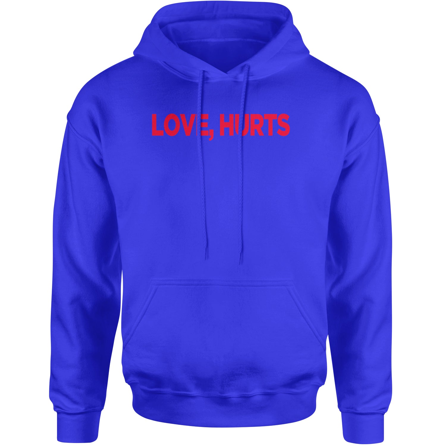 Love Hurts Adult Hoodie Sweatshirt Royal Blue