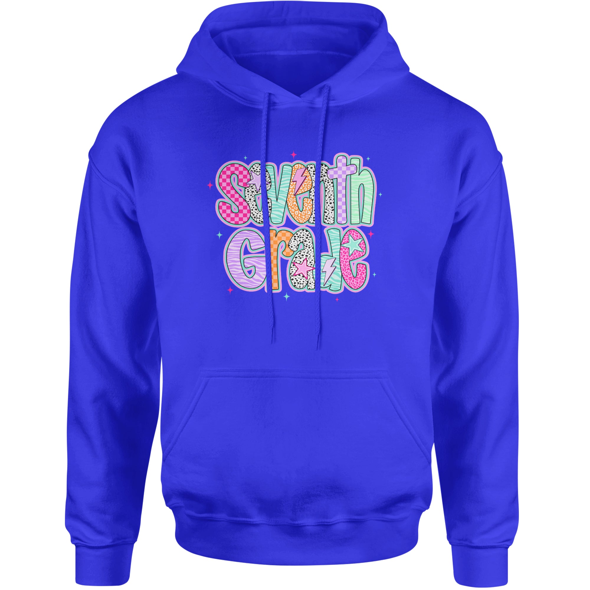 Seventh Grade Swagger Colorful Back to School Adult Hoodie Sweatshirt Royal Blue