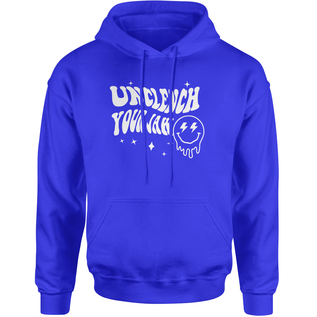 Unclench Your Jaw Festival Rave EDM Adult Hoodie Sweatshirt Royal Blue