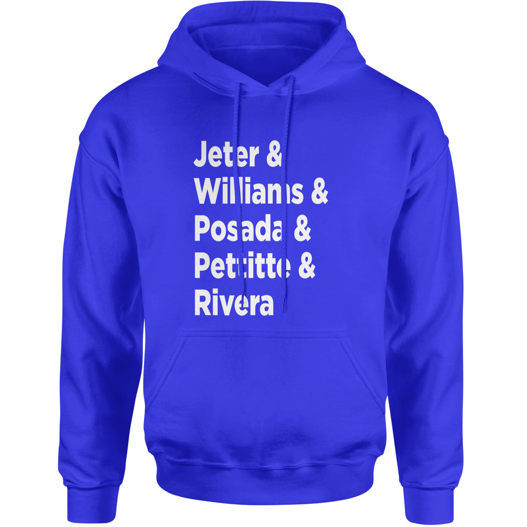 Jeter & Williams & Posada & Pettitte & Rivera Adult Hoodie Sweatshirt Royal Blue